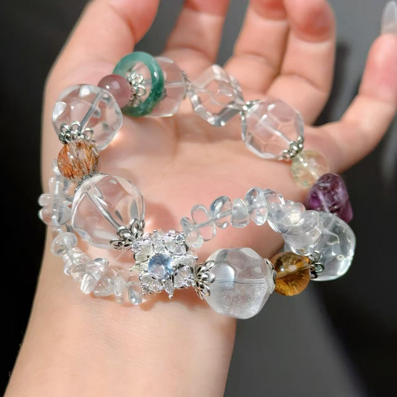 051 Clear quartz, citrine, amethyst energy feng shui fashion high quality new Chinese magnetic therapy rosary beads