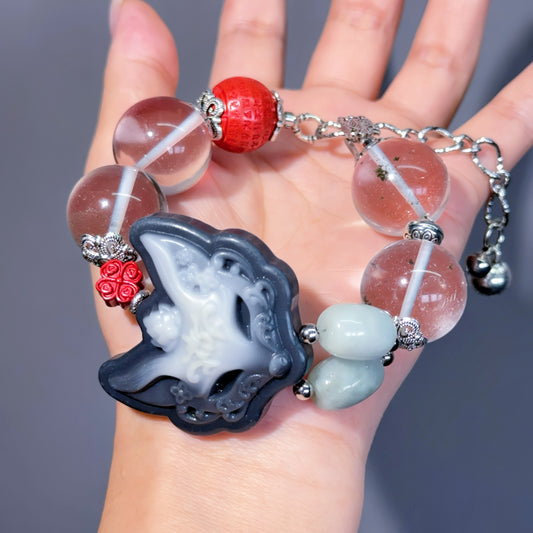 030 Taiji Jade Clear Quartz Cinnabar Bracelet 2025 Energy High Quality Fashion Jewelry Feng Shui Beads Bracelet Gift