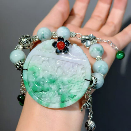 052 Jadeite Bracelet 2025 Energy High Quality Magnetic Feng Shui Fashion Jewelry Bead Bracelet Gift