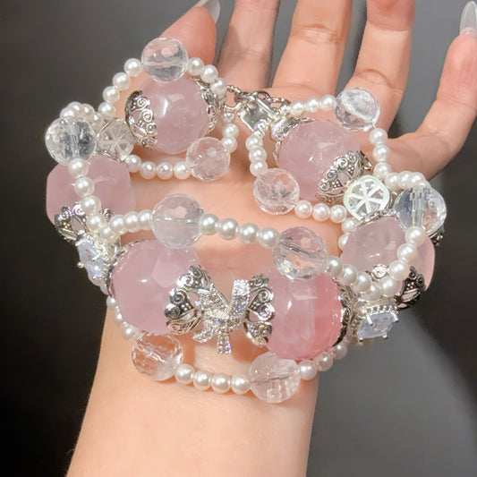 059 Clear Quartz Rose Quartz Zircon Lucky Charm Bracelet 2025 Energy High Quality Fashion Bead Bracelet Magnetic Feng Shui Bracelett
