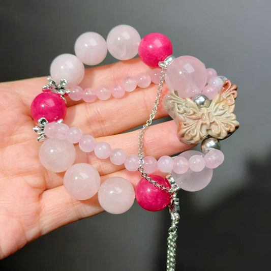057 Alashan rose quartz quartzite Bracelet 2025 Energy High Quality Fashion Jewelry Bead Bracelet Magnetic Bracelet Gift