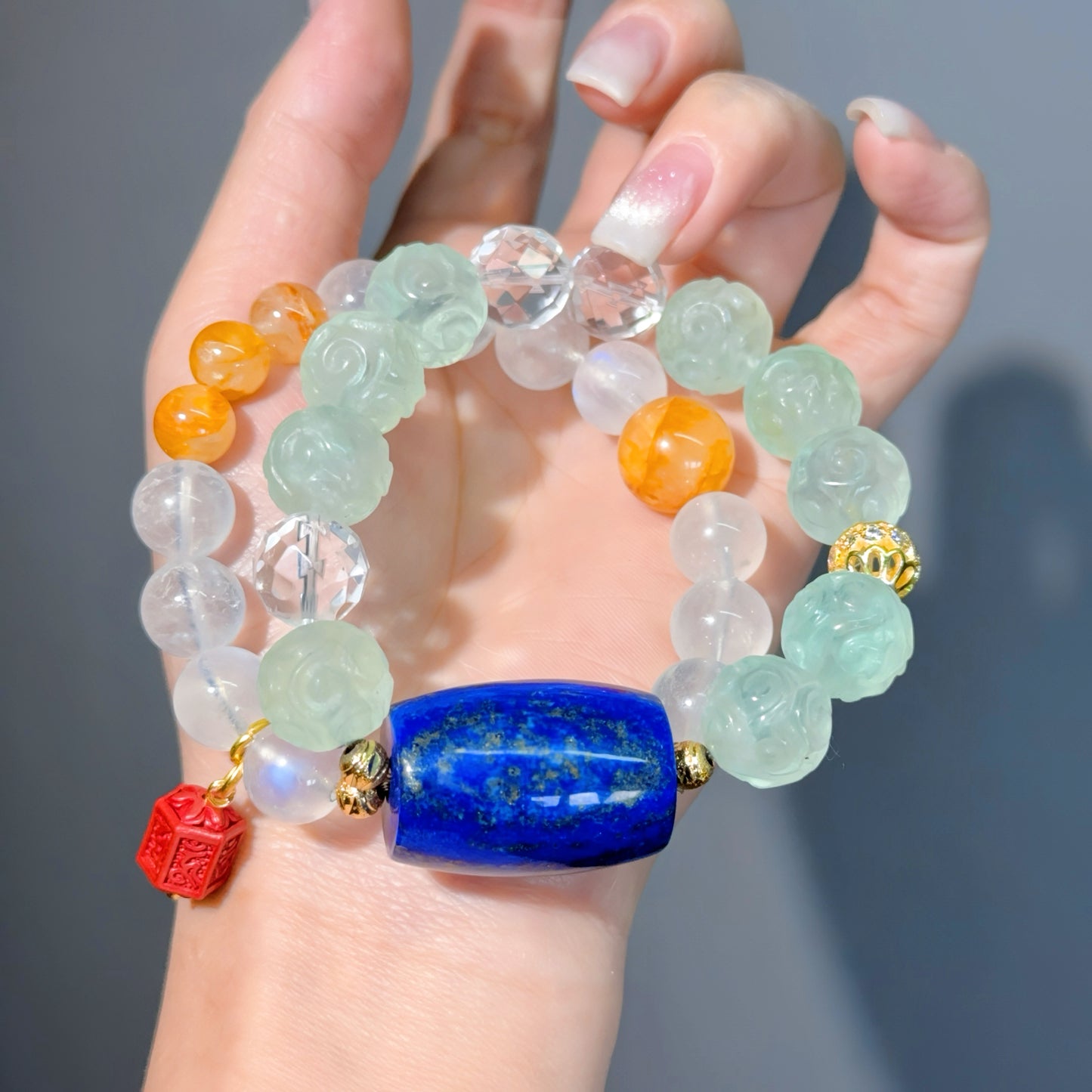 024  Moonstone Fluorite Lapis Lazuli Bracelet High Quality Energy Lucky Charm Bracelet 2025 Fashion Gift